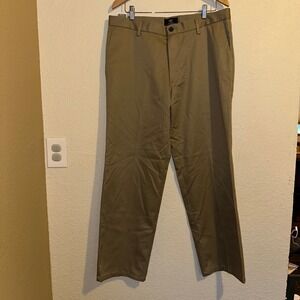 Dockers Mens 36x32 Signature Khaki Pants Brown Straight Fit D2 Flat Front Cotton